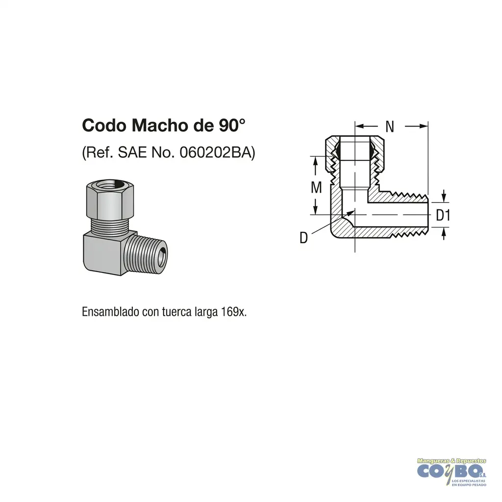 FITTING 90 MANG 1/4 M NPT 1/8 - Miniatura 2