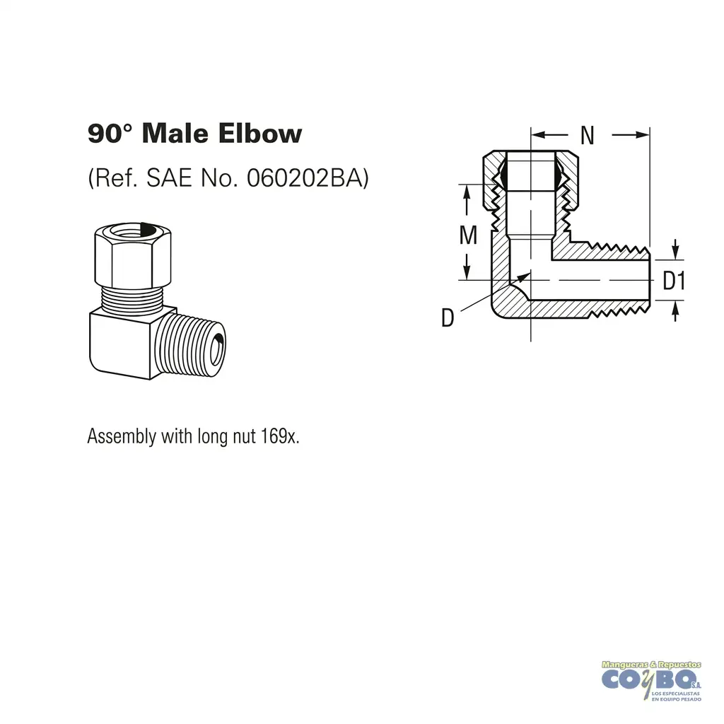 FITTING 90 MANG 1/4 M NPT 1/4 - Miniatura 2