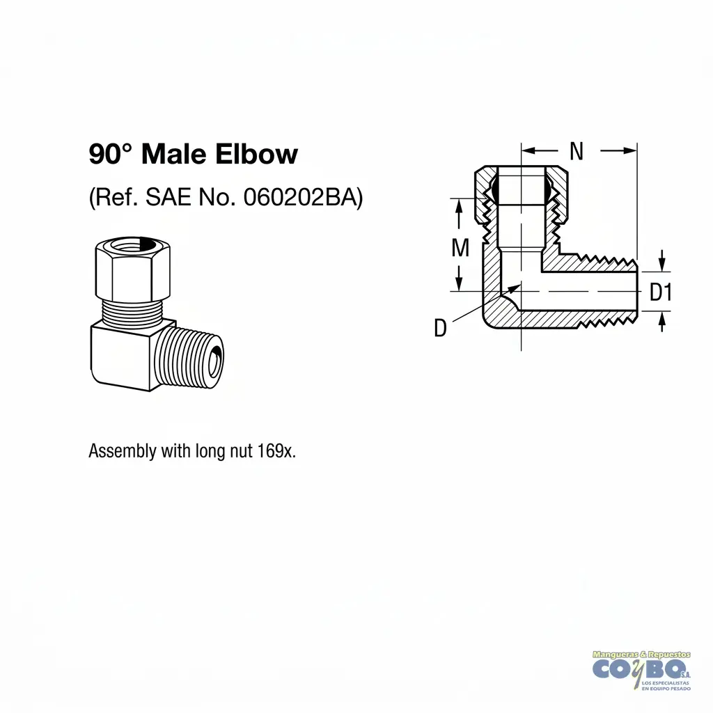 FITTING 90 MANG 3/8 M NPT 3/8 - Miniatura 2
