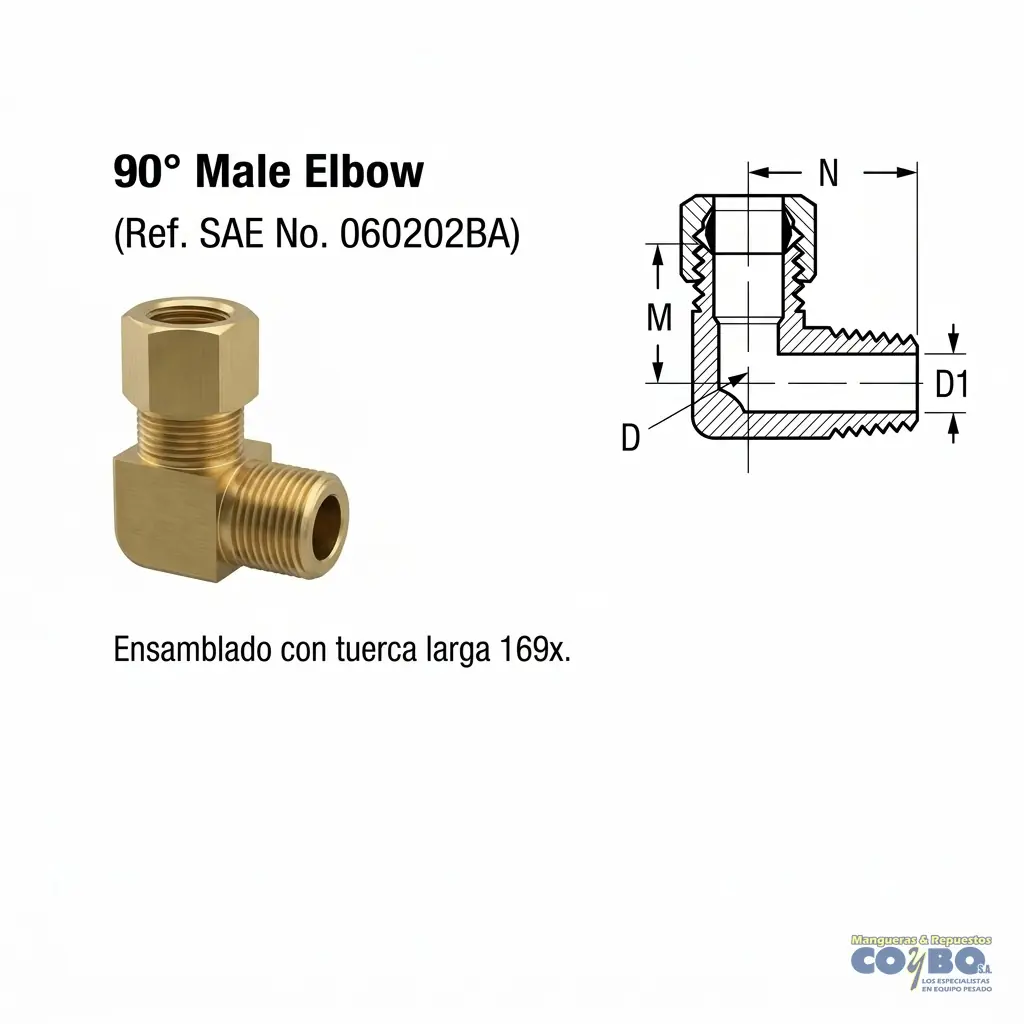 FITTING 90 MANG 1/2 M NPT 3/8 - Miniatura 2