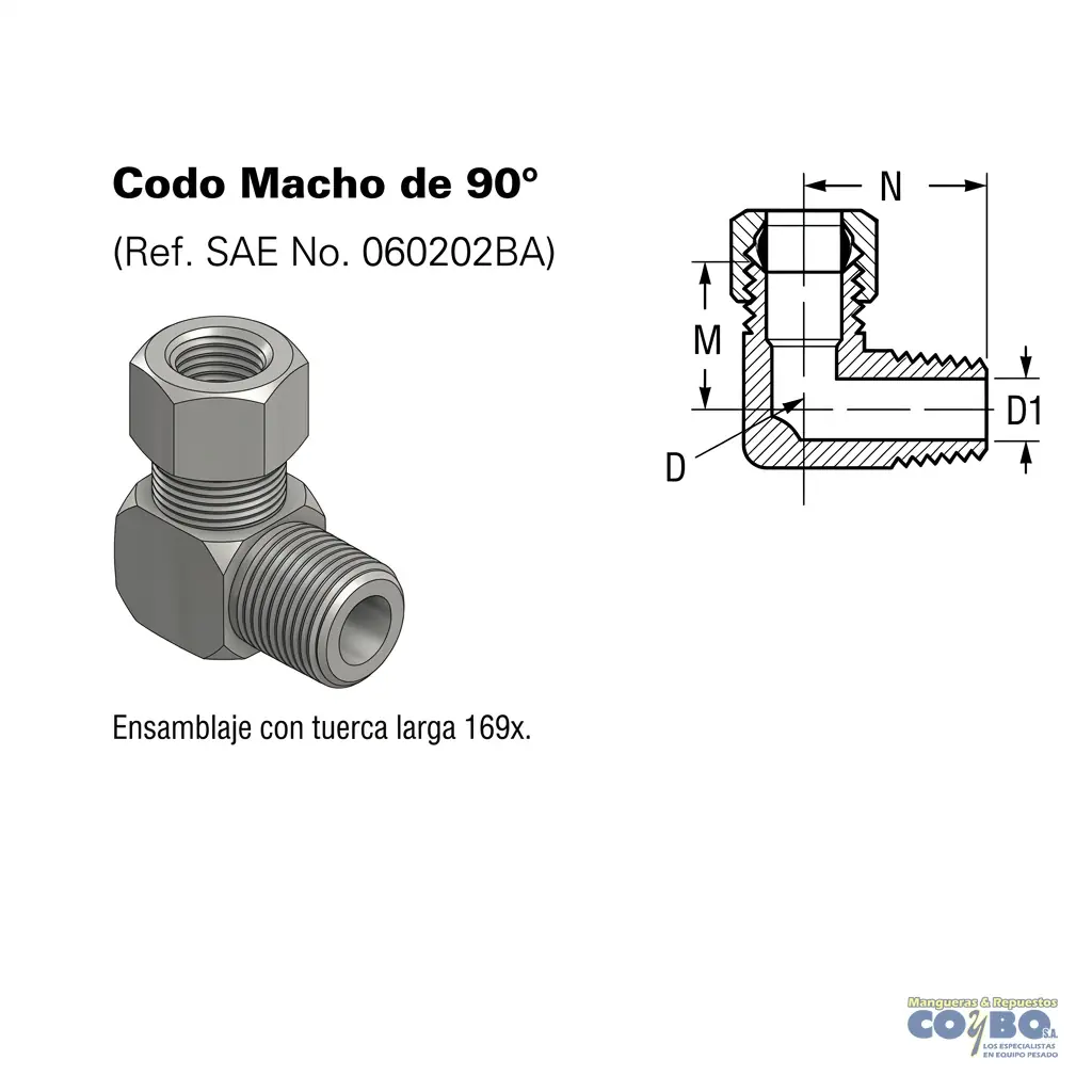 FITTING 90 MANG 1/2 M NPT 1/4 - Miniatura 2