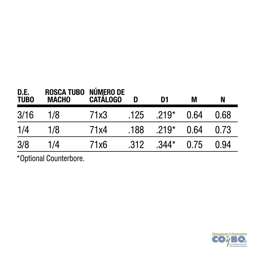 TE 3/8-1/4 TUERCA CORTA - Miniatura 3