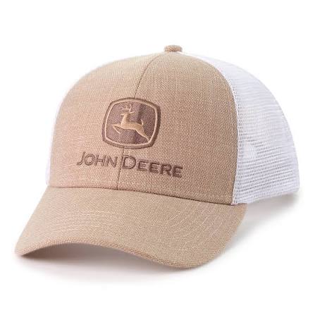 GORRA JOHN DEERE MALLA BLACA Y BEIGE - Imagen 1