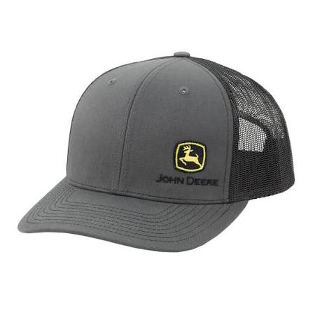 GORRA JOHN DEERE MALLA NEGRA LOGO GRIS - Imagen 1