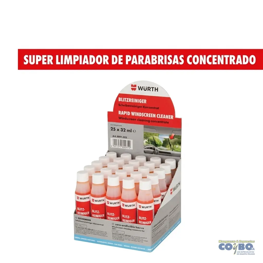 SUPER LIMPIADOR PARABRISAS 32ML WURTH - Imagen 1