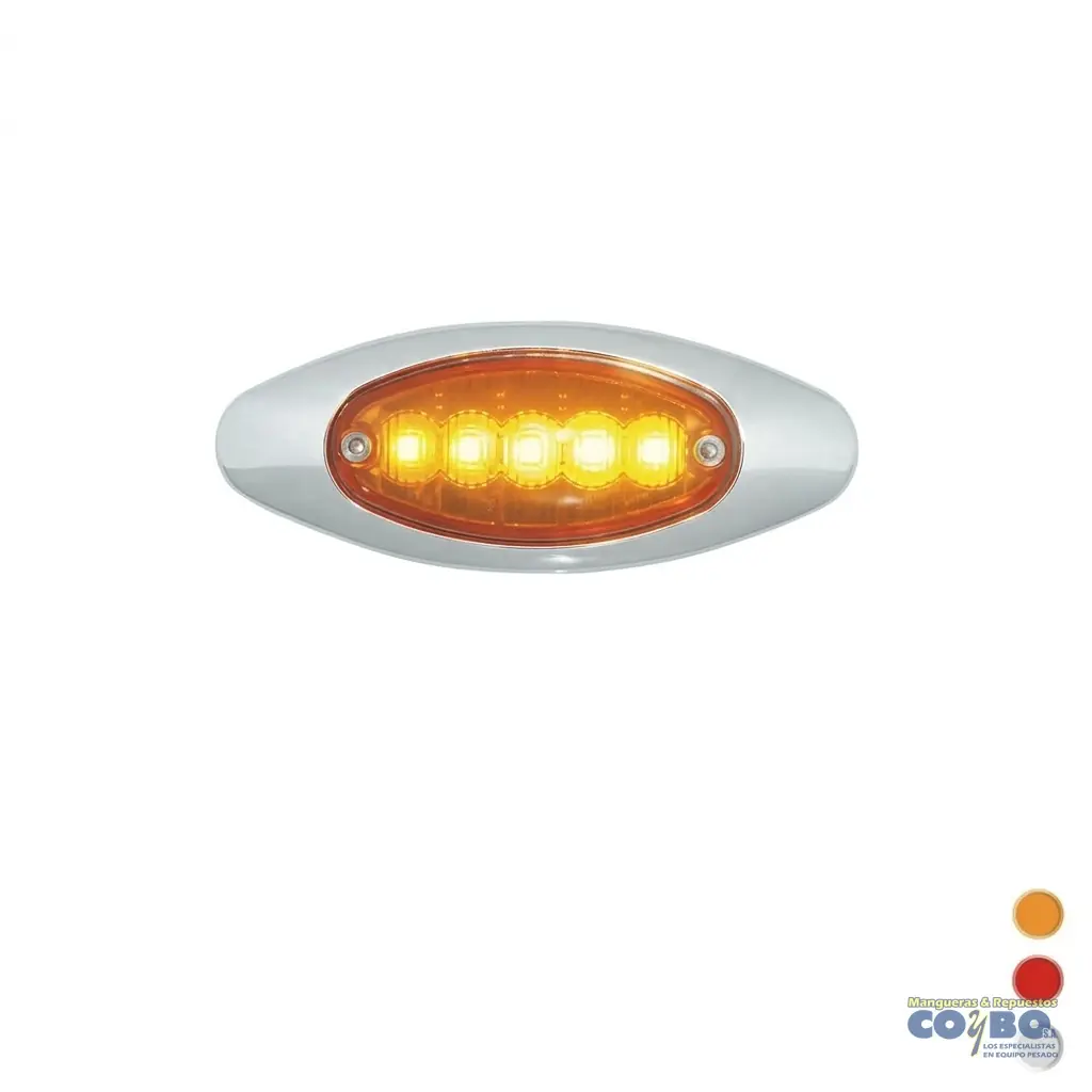 FAROL OVALADO ROJO 5 LED 12V. - Imagen 1