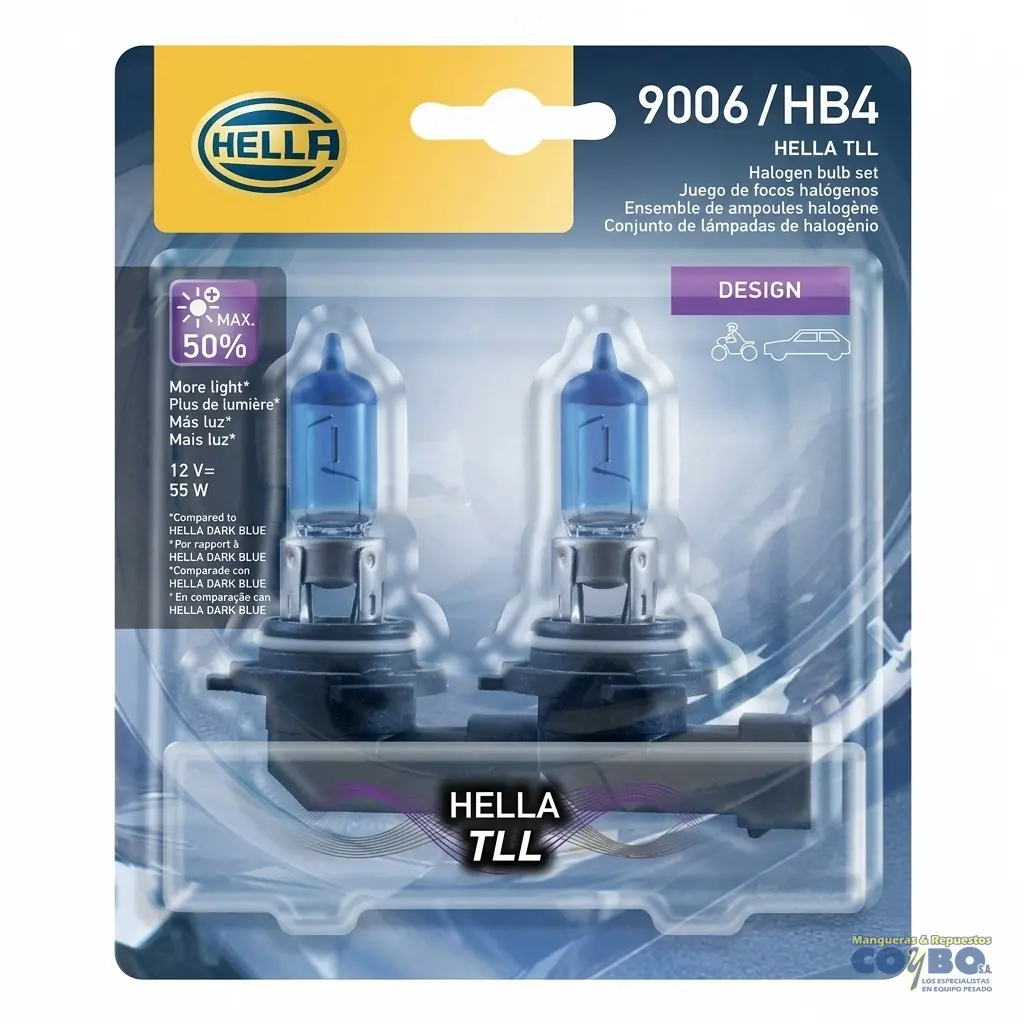 SET BOMBILLO 9006 BLANCO 12V- 55W HELLA - Imagen 1