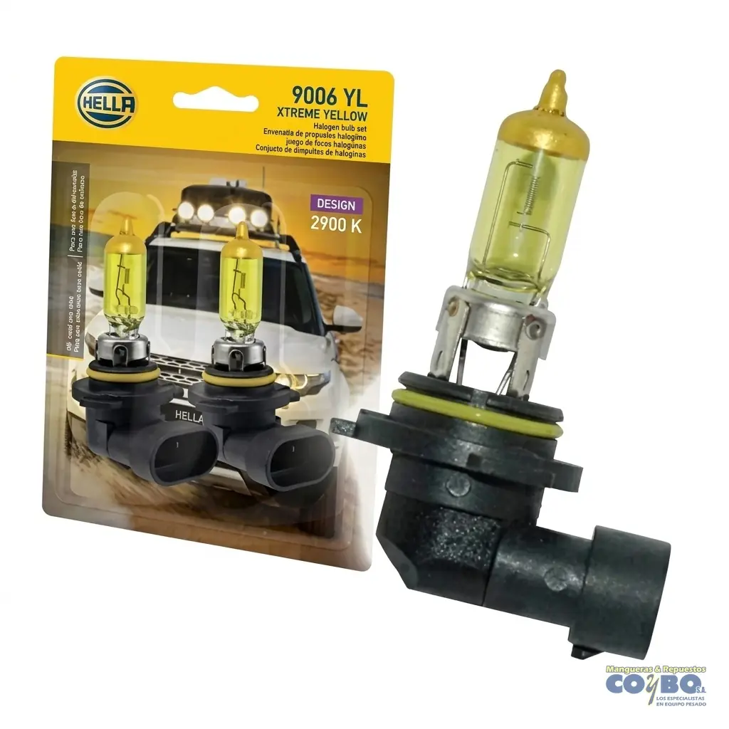 SET BOMBILLO 9006 AMBAR 12V. 55W HELLA - Imagen 1