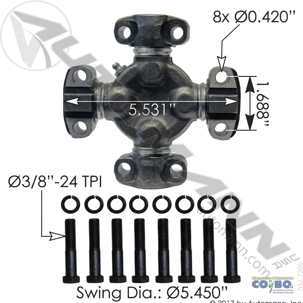 UNION BARRA A=1-11/16 B=4-1/2 C=5.53" US - Miniatura 2