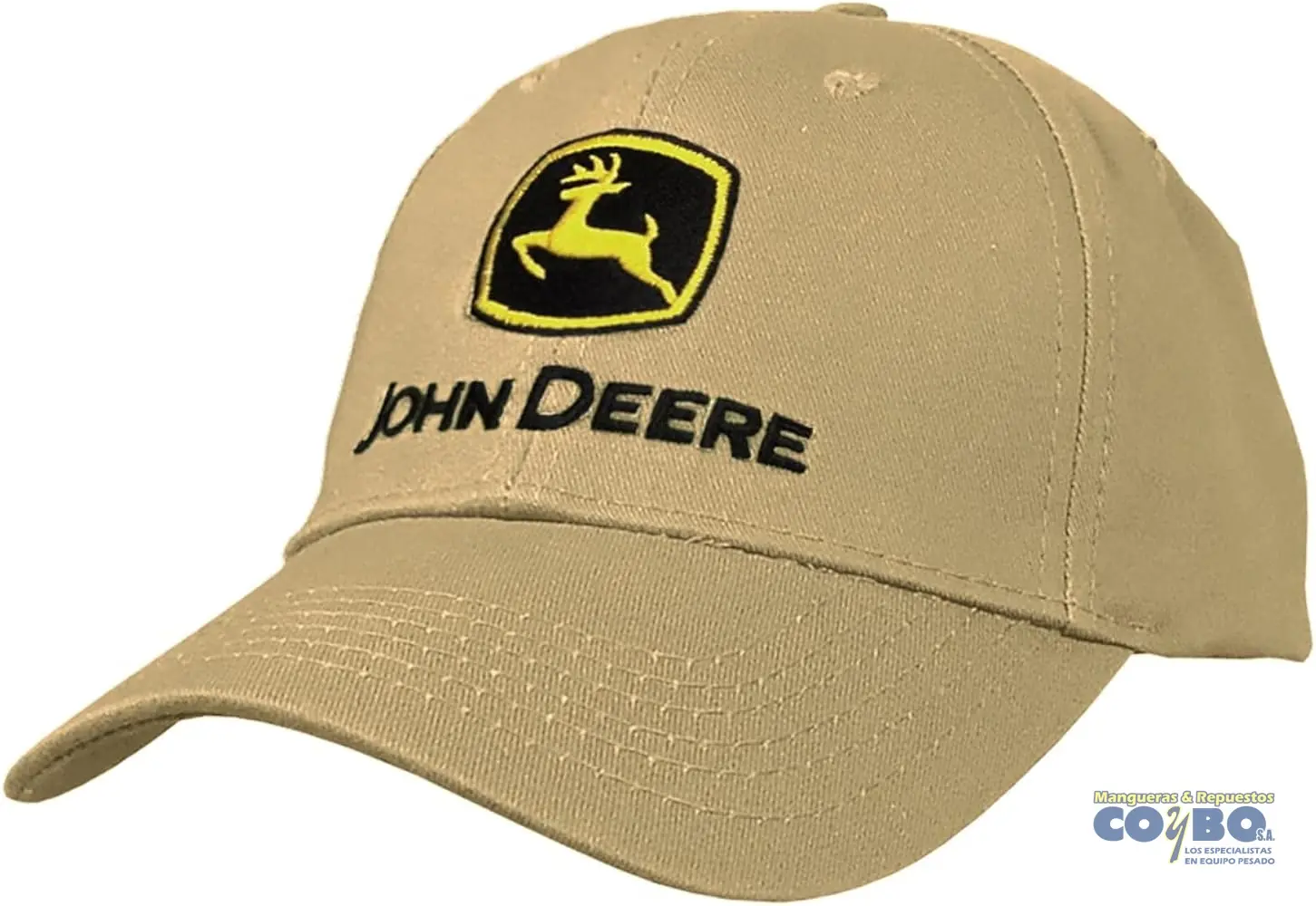 GORRA JOHN DEERE LISA BEIGE LOGO NEGRO