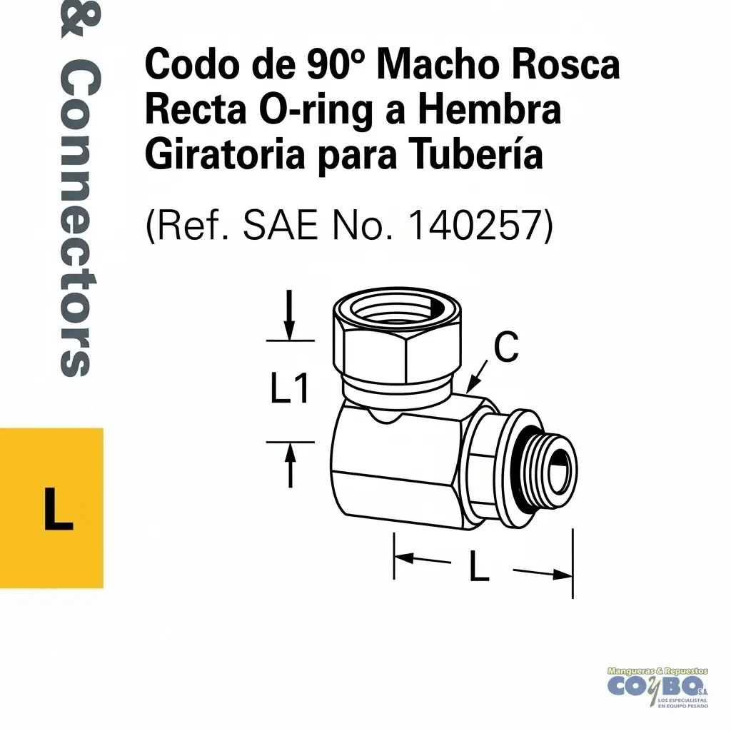 CODO 90 M ORING 3/8 A H 3/8 NPSM - Miniatura 2