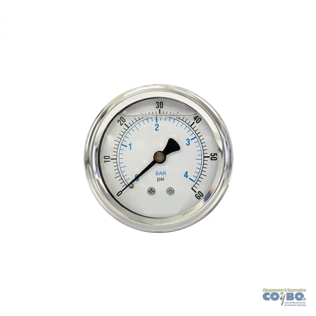 MANOMETRO C/GLICERINA 0-60PSI 1/4" 21/2" - Imagen 1