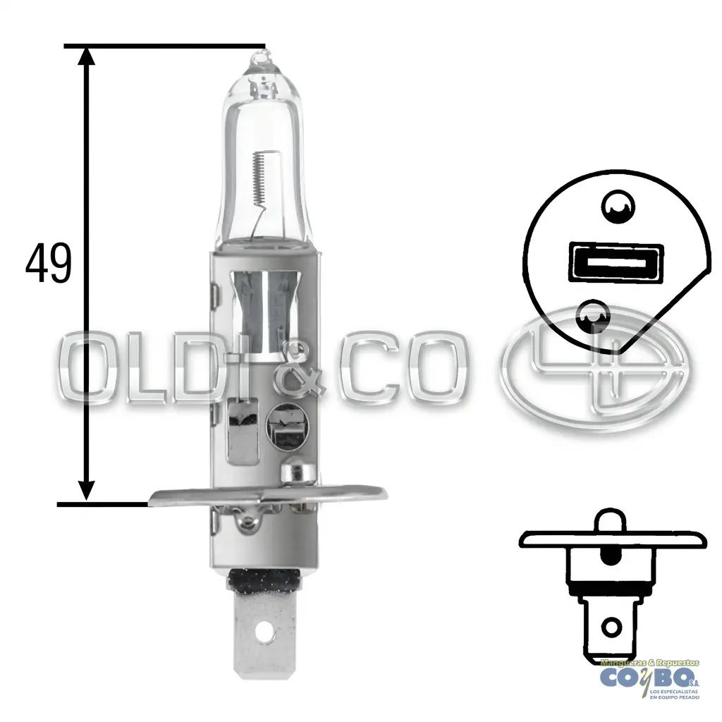 BOMBILLO 24V H1 70W HALOGENO - Imagen 1