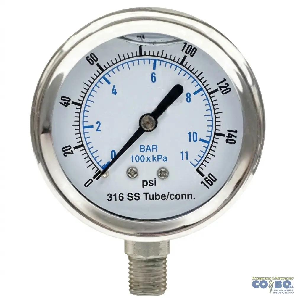 MANOMETRO C/GLICER 0-160 PSI 21/2" 1/4" - Imagen 1