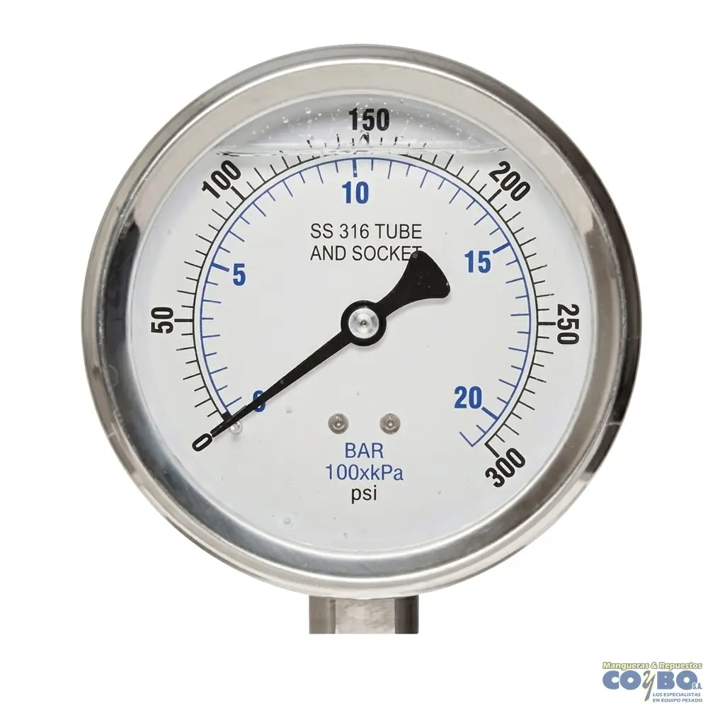 MANOMETRO C/GLICER 0-300 PSI 1/4" 21/2" - Imagen 1