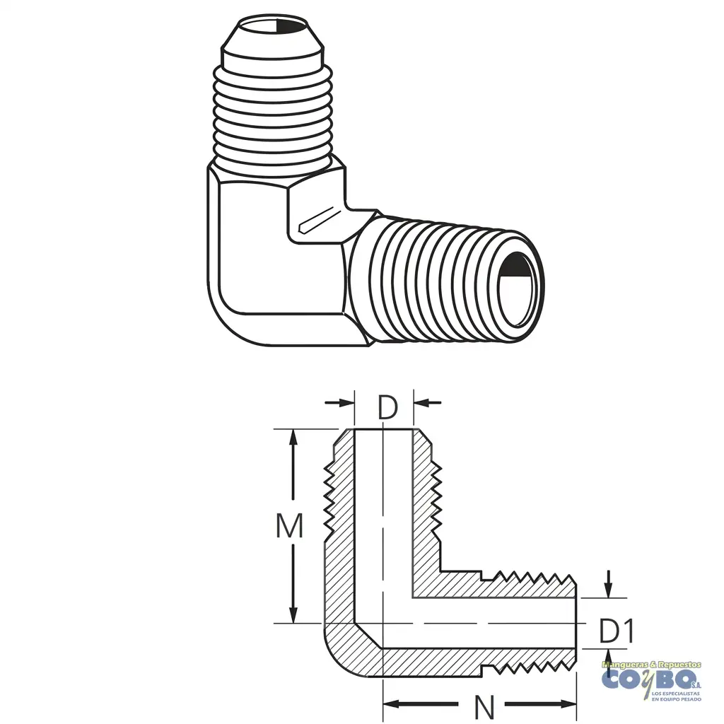 N.T. CODO 90 JIC A NPT - Miniatura 2