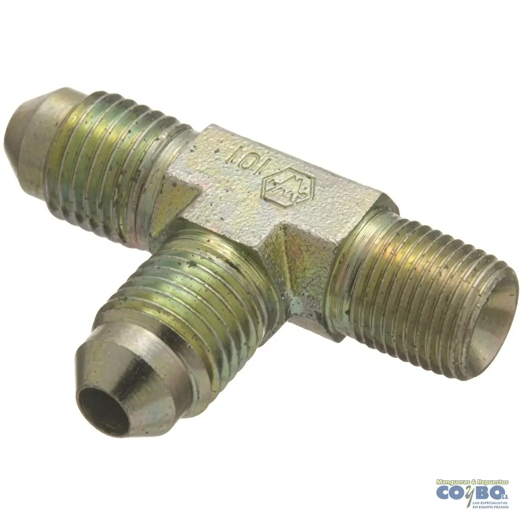 TEE M JIC 3/8 A M NPT 3/8 LADO - Imagen 1