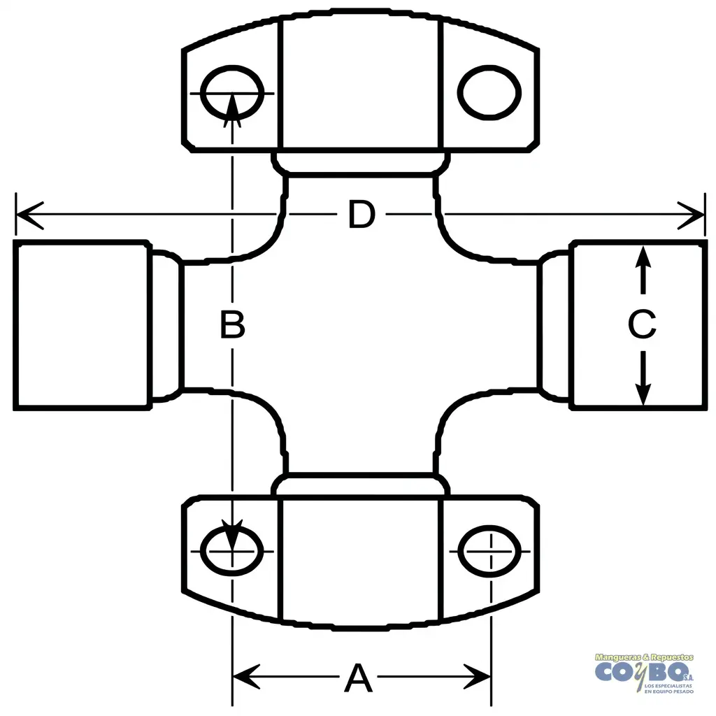 UNION BARRA A=2-13/16 B=5.30 C=2.06 D=6. - Miniatura 2