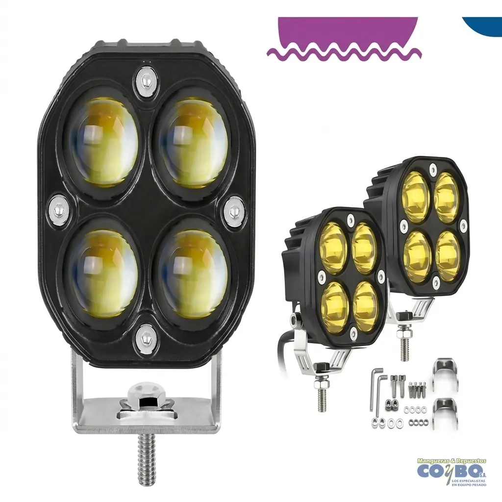 HALOGENO CUADRADO 3" MV AMBAR UNIDAD - Imagen 1