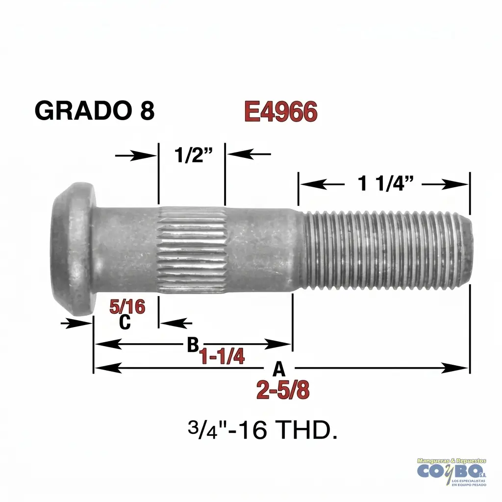 TACO RUEDA 3/4 X 2 5/8 RH - Imagen 1