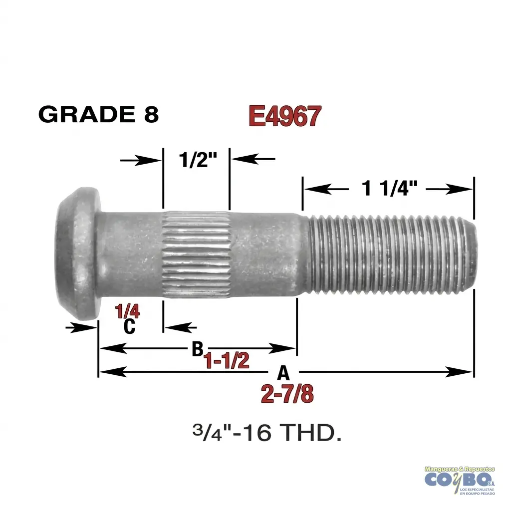 TACO RUEDA 3/4 X 2 7/8 RH - Imagen 1