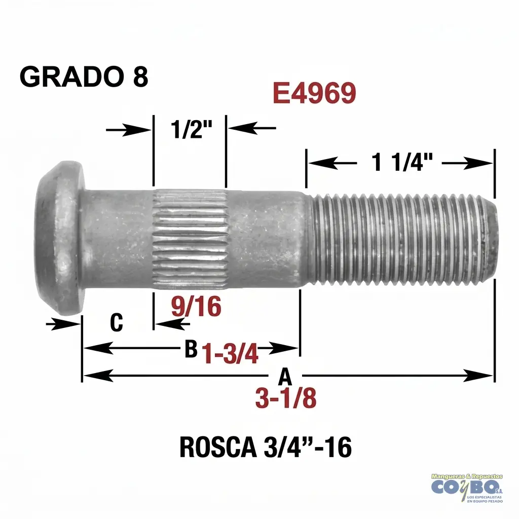 TACO RUEDA 3/4 X 3 1/8 LH - Imagen 1