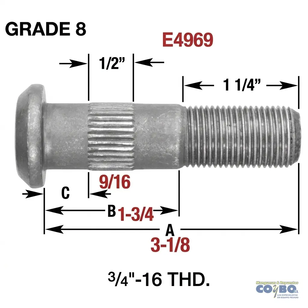 TACO RUEDA 3/4 X 3 1/8 RH - Imagen 1