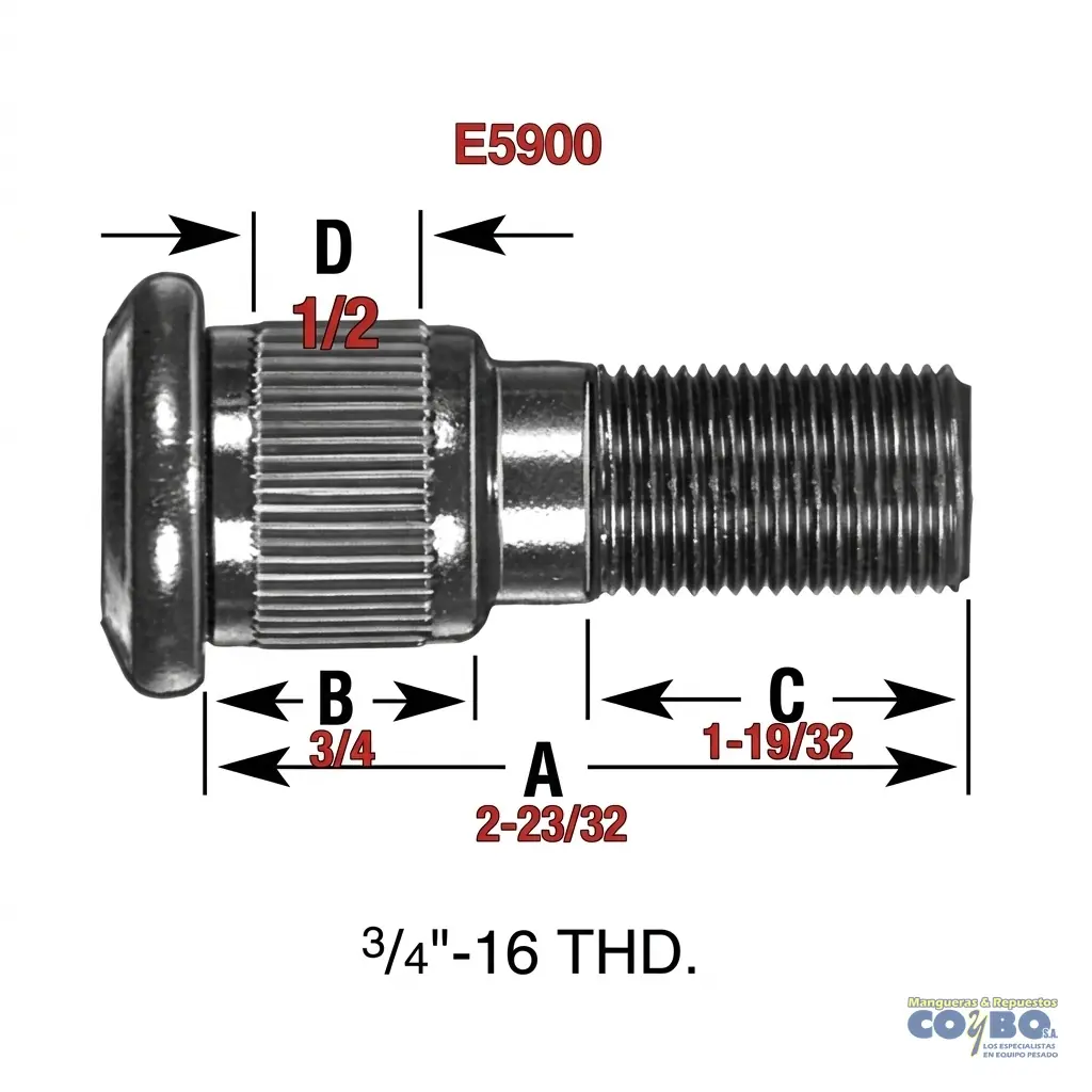 TACO RUEDA TRAS 3/4 X 2 3/4 RH - Imagen 1