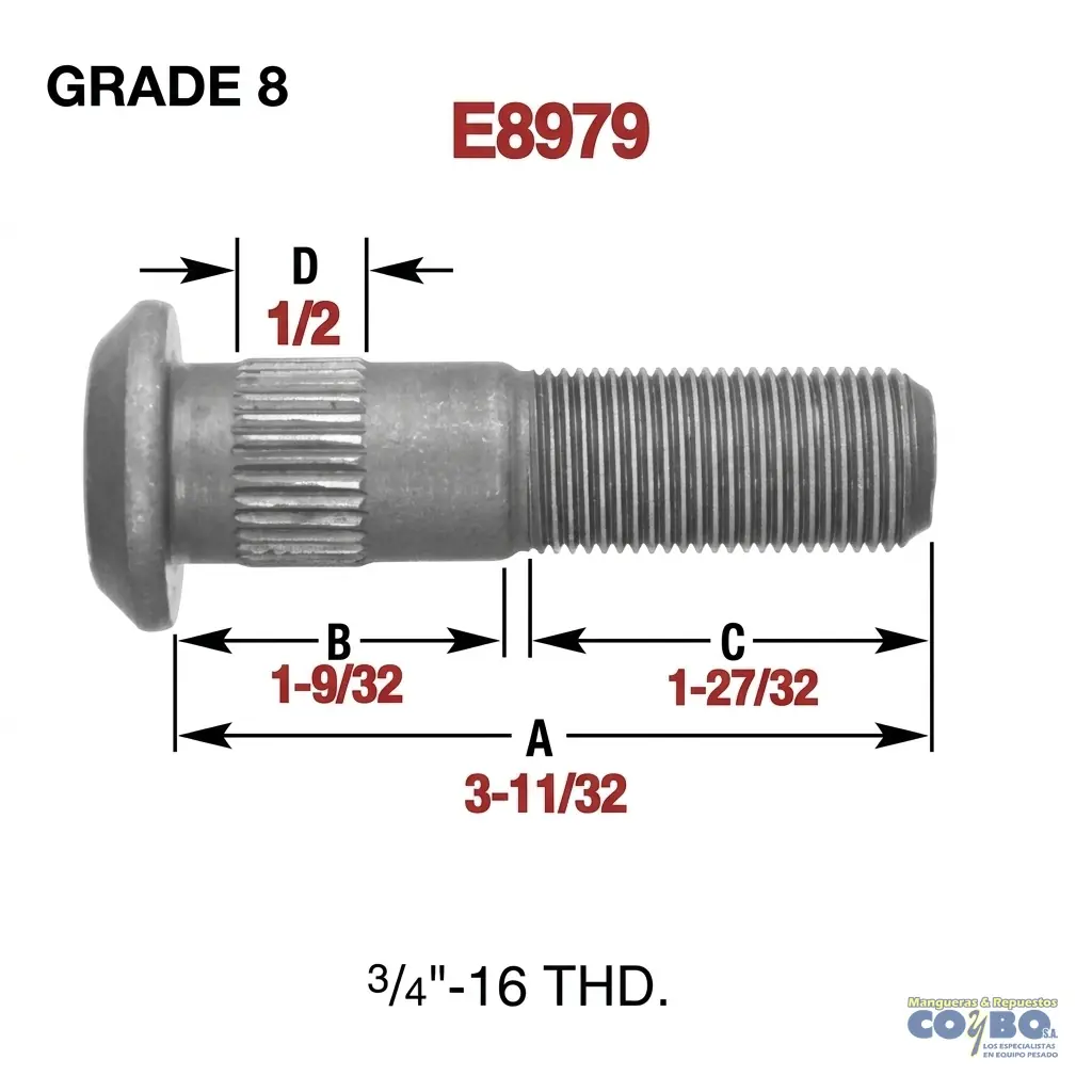 TACO RUEDA 3/4X3-11/32 RH ARO ALUMINIO - Imagen 1
