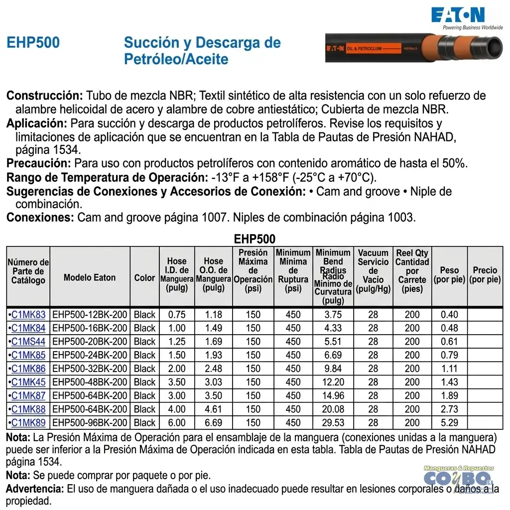 MANG EATON SUCC DESCARG COMBUSTIBLE 4" - Imagen 1
