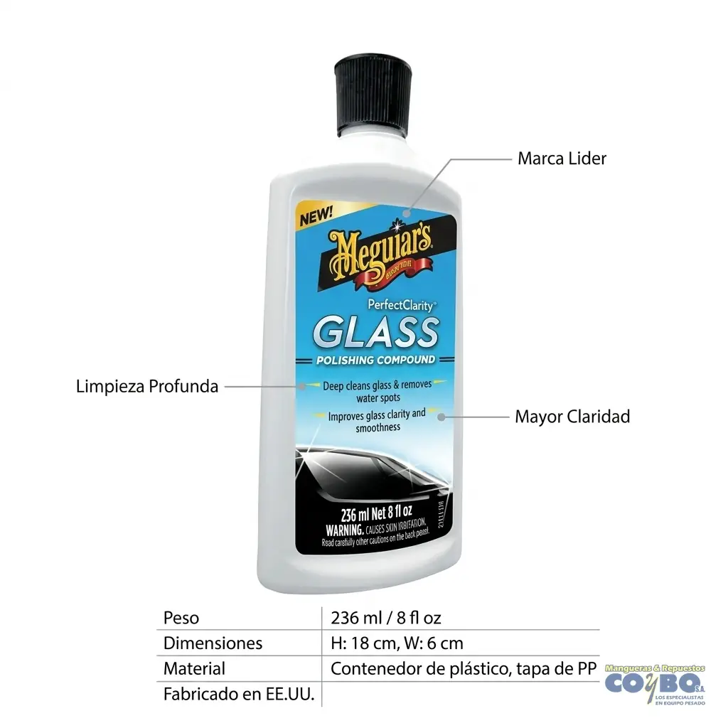 MEGUIARS PULIDOR DE VIDRIOS 236 ML - Imagen 1