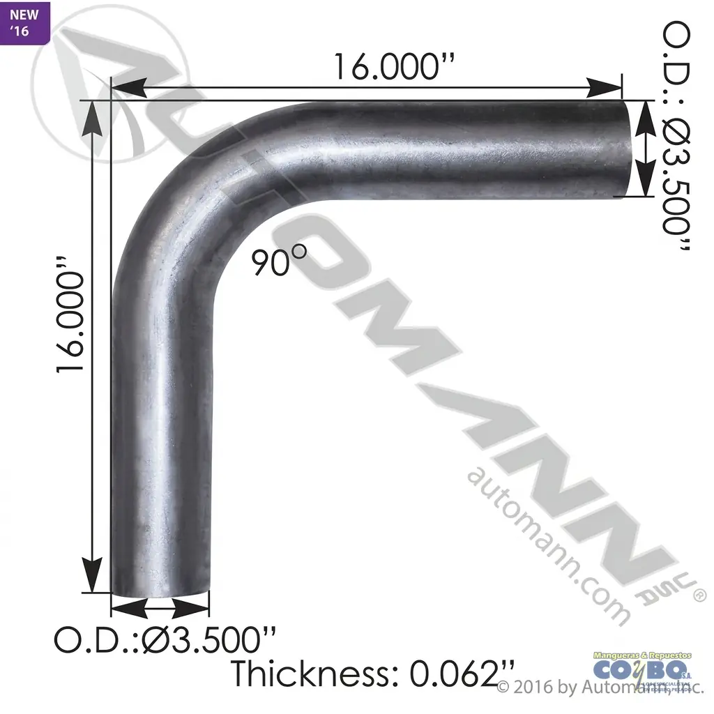 CODO MUFLA 3.5 X 16" 90 GRADOS - Imagen 1