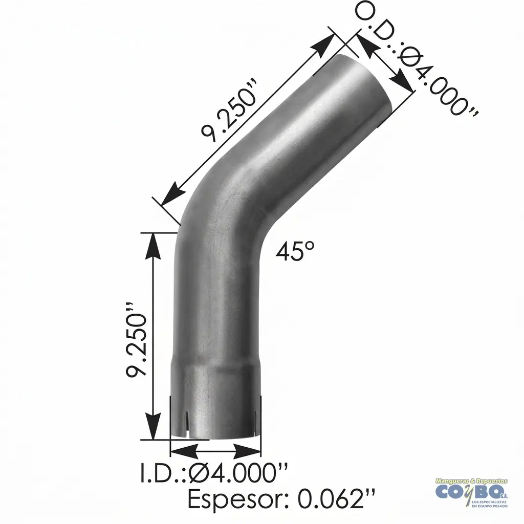 CODO MUFLA 4X9.25X6.76 45° C/CAMP ALUMI