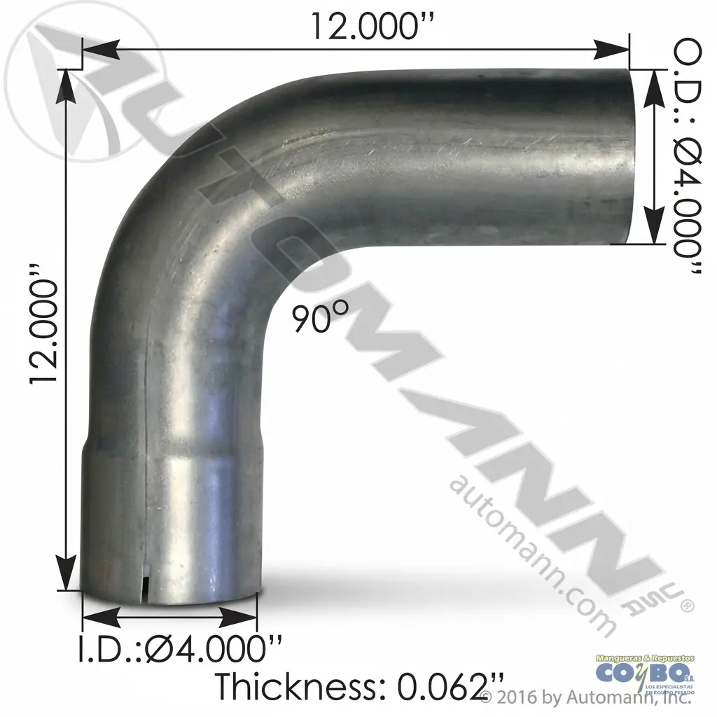 CODO MUFLA 4X12X12" 90° C/CAMP AUMINIZAD - Miniatura 2