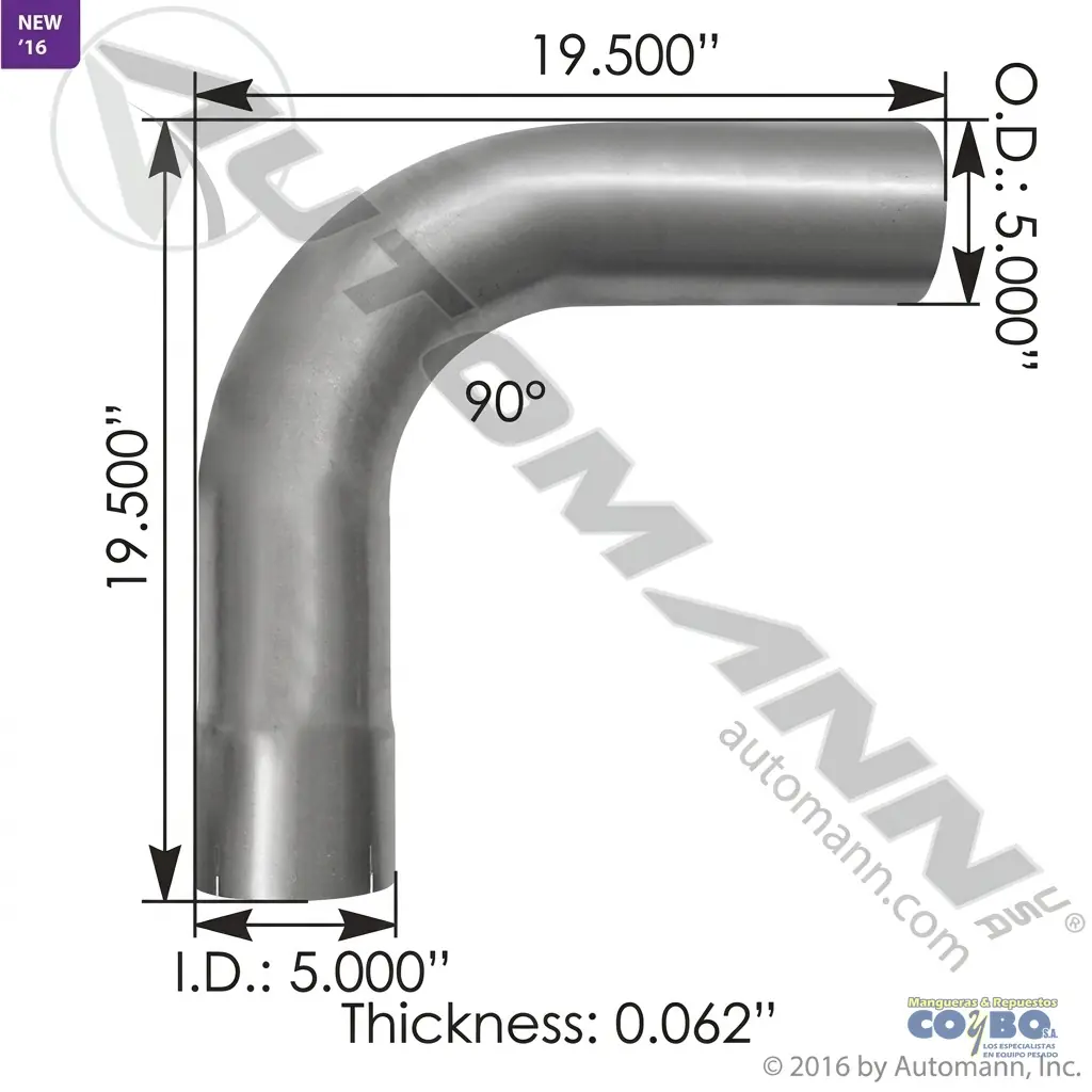 CODO MUFLA 5X20X20 90° C/CAMP ALUMINIZA - Miniatura 2