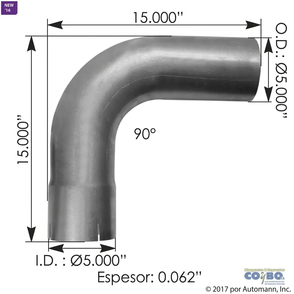 CODO MUFLA 5X15X15" 90° C/CAMP ALUMIN - Miniatura 2
