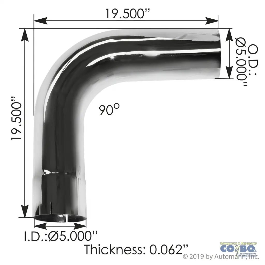 CODO MUFLA 5" X 20" CROMADO - Imagen 1
