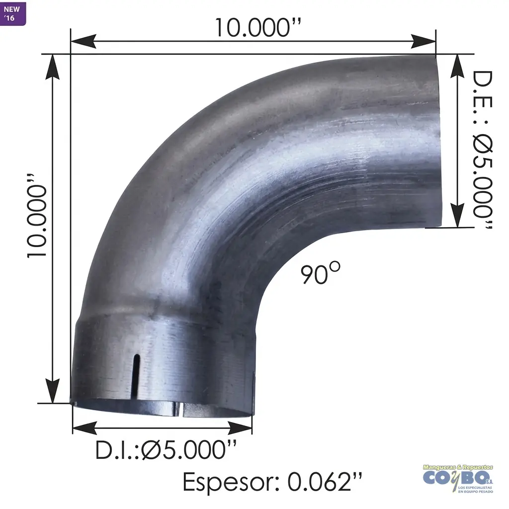 CODO MUFLA 5X10X10" 90° C/CAMP ALUMINIZ - Miniatura 2
