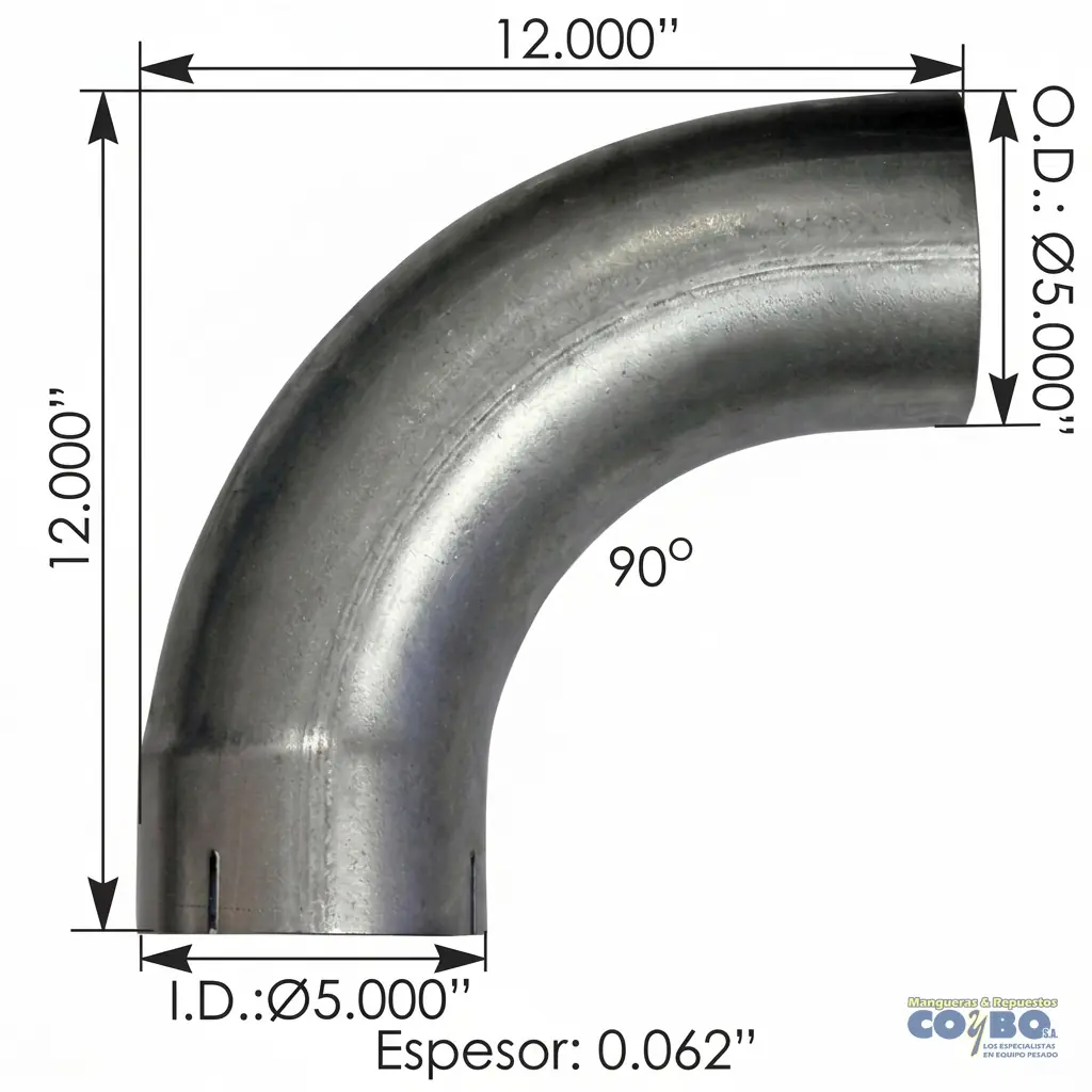 CODO MUFLA 5X12X12 90° C/CAMP ALUMINIZ - Miniatura 2