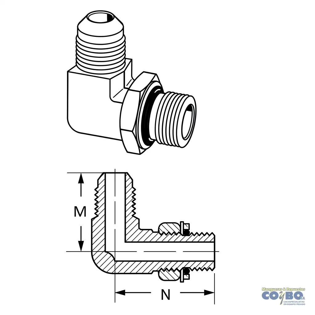 CONEC 90 M JIC 1/4 A M BSPP 1/4 - Miniatura 2