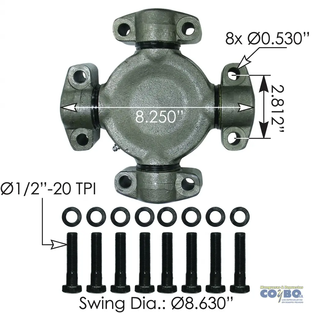 UNION BARRA A=2-13/16 B=6-5/8 C=8.38" US - Miniatura 2