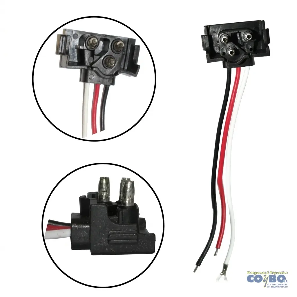 CONECTOR FAROL 3 PIN BASE ANCHA P188R - Imagen 1